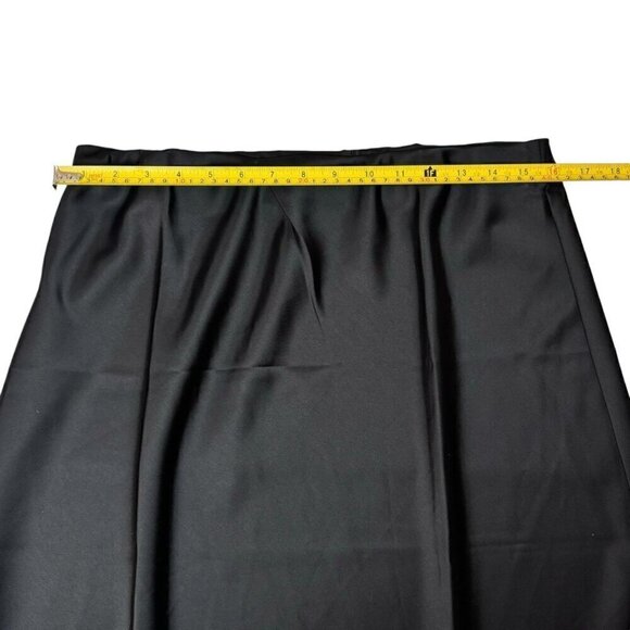 NEW Satin Maxi Skirt Sz. L Black Elastic Waist A-Line Classic Goth Feminine - Picture 7 of 11